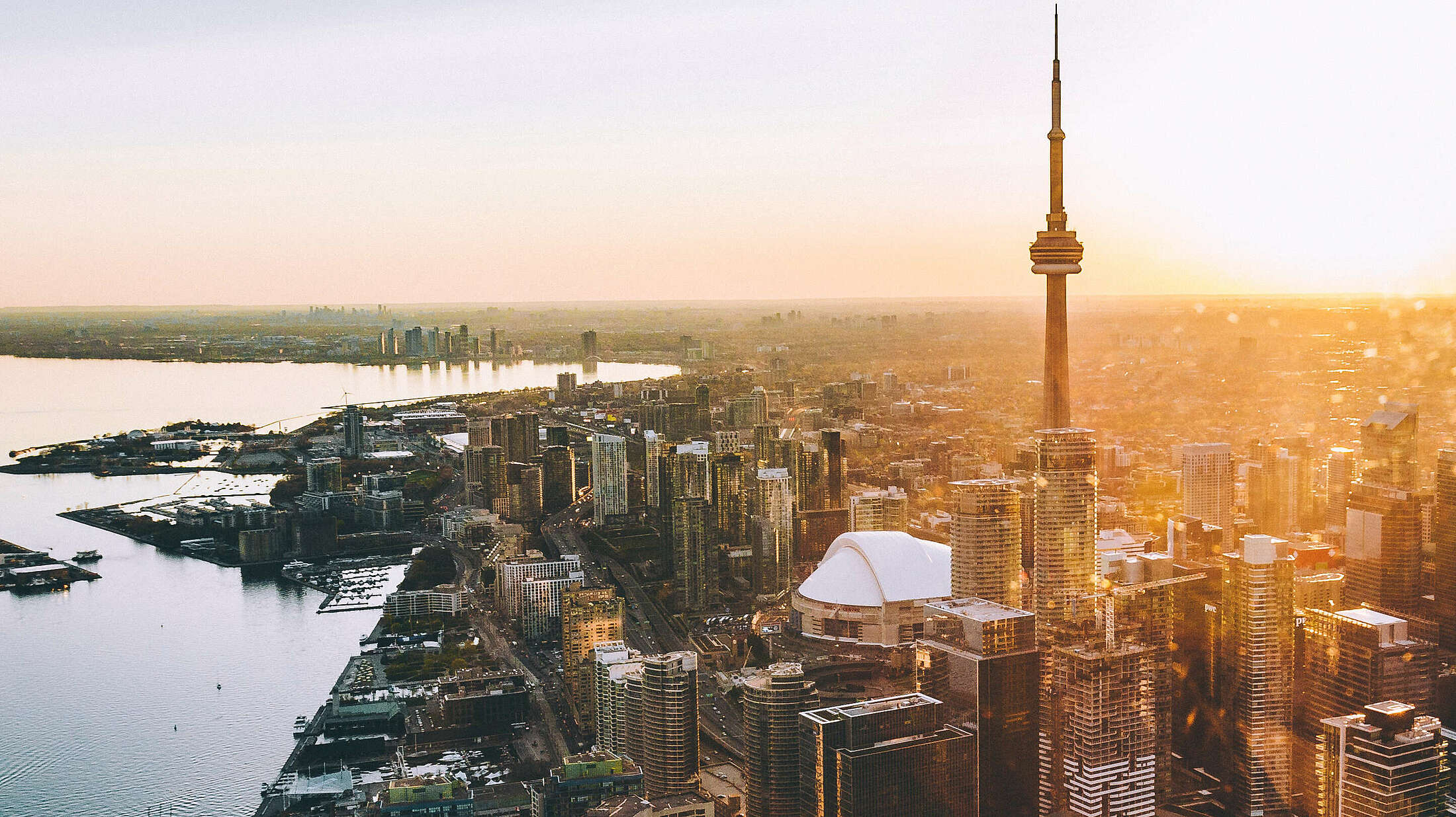 Sonnenuntergang Stadt Skyline Toronto Kanada