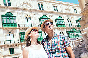 Tourists couple in Valletta