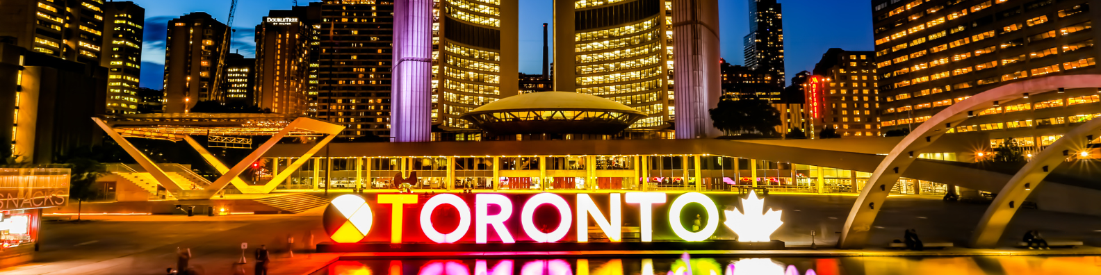 Toronto city sign at night