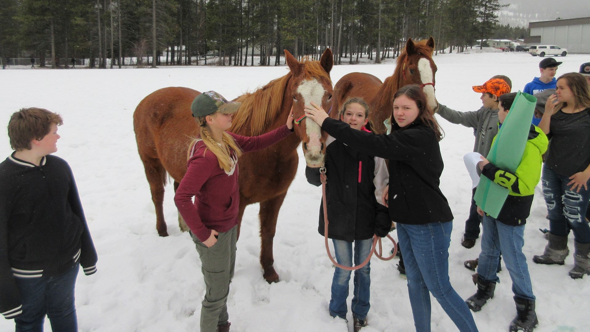 sparwood secondary school students with horse