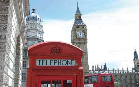 Telefonzelle London rot Big Ben Hintergrund Wahrzeichen England